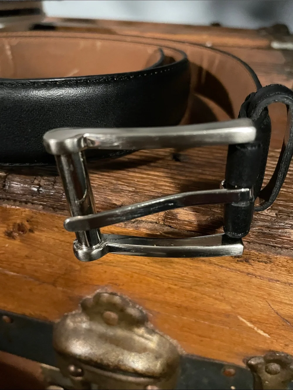 Neiman Marcus Classic Black Leather Men's Belt - 36